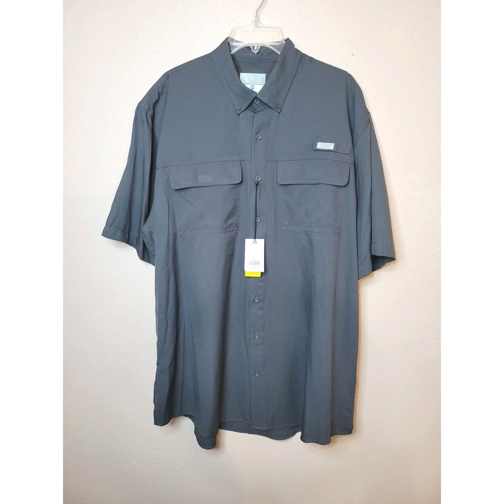 Ocean's Coast Men's Gray Short Sleeve Lightweight UV 30 Breathability Shirt XLT‎